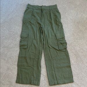 Abercrombie & Fitch Green Linen Blend Cargo Pants